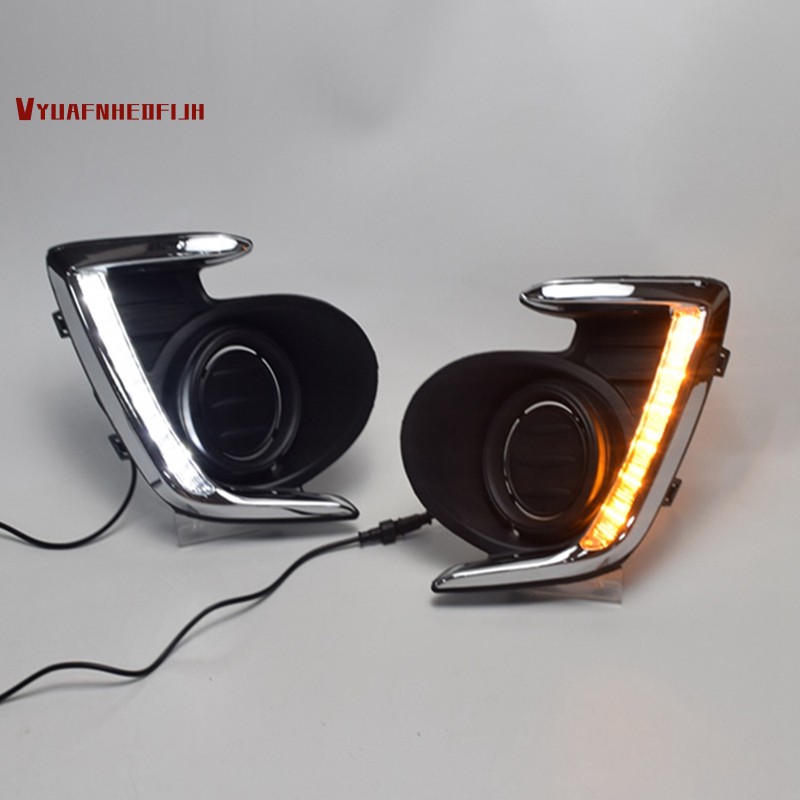 2 White LED Daytime Day Fog Lights DRL Run lamp For Mitsubishi attrage 2012 2015