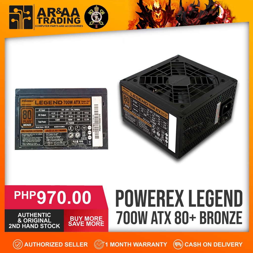 True Rated Power Supply 700 watts Powerex Legend 80+ Shopee Philippines