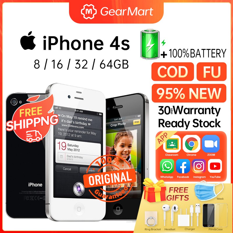 Gearmart Apple Iphone 4s 100 Original Used 8gb 16gb 32gb 64gb Like New Factory Unlock Fu Free Accessories Real Pictures Cod Shopee Philippines