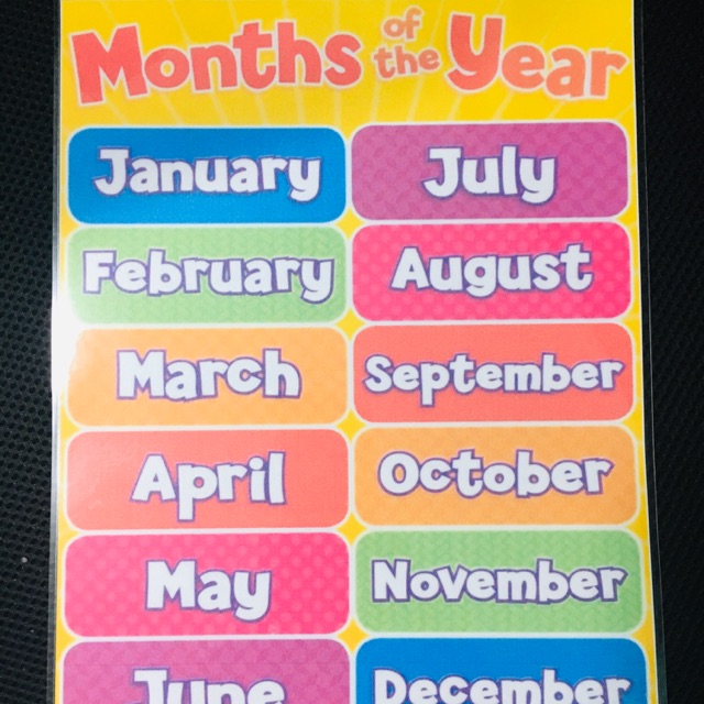 Months Of The Year Laminated Sheet 