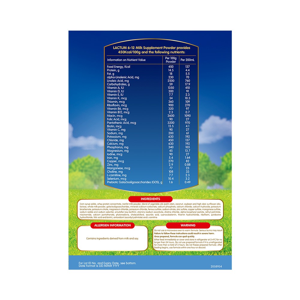 Lactum 12 Months Nutrition Facts Ubicaciondepersonas cdmx gob mx