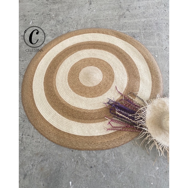 Two Tone Special Design Banig/ Buri Mat / Round Banig / Round Buri Mat / Flat Lay Shopee