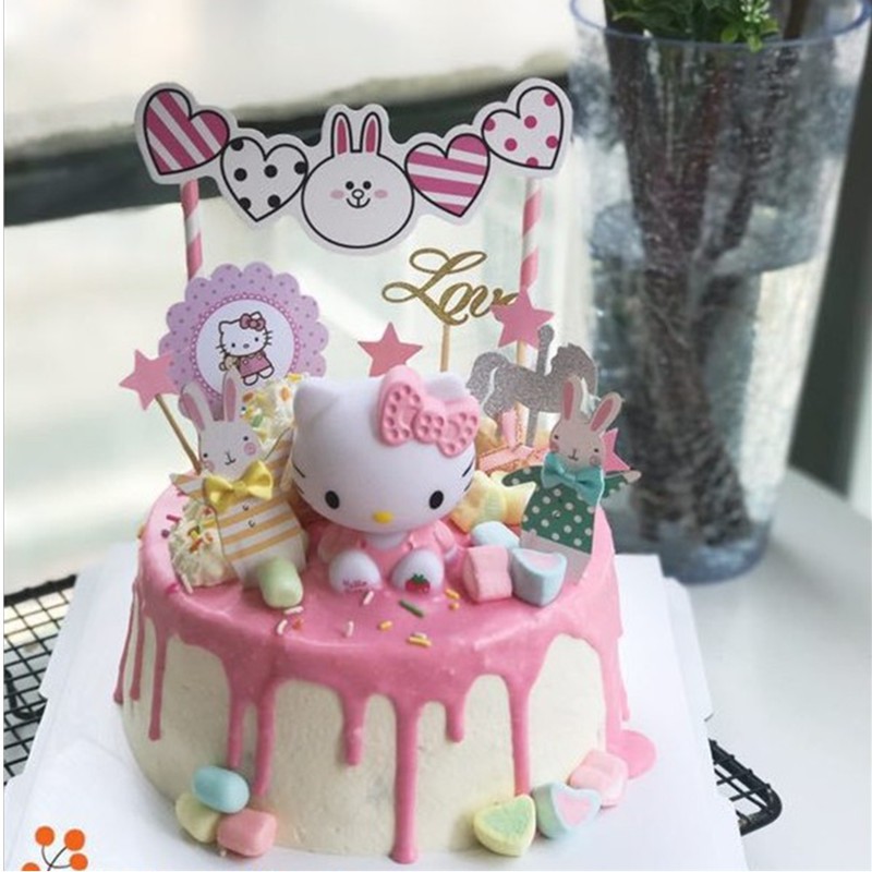 Hello Kitty Cake Decorations Doll Girls Favors Pink Red Purple Gifts Cartoon Toys Birthday Wedding Party Supplies Shopee Philippines