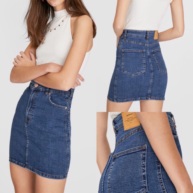 stradivarius denim skirt