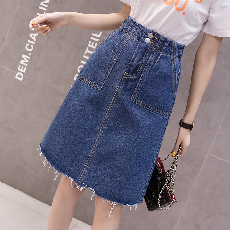 denim skirt elastic waistband