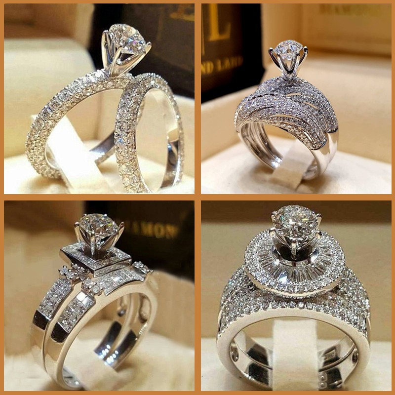 sterling silver wedding rings with cubic zirconia