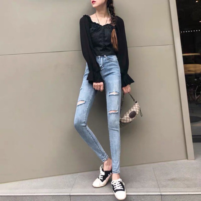 best high waisted ripped jeans