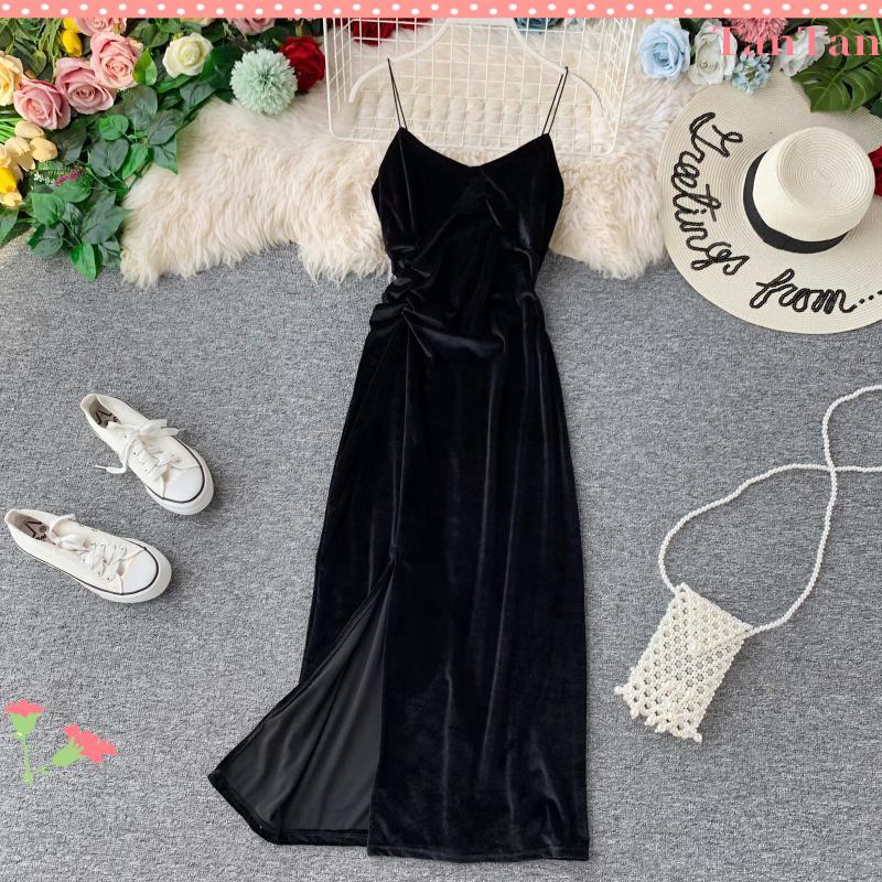 mid length velvet dress