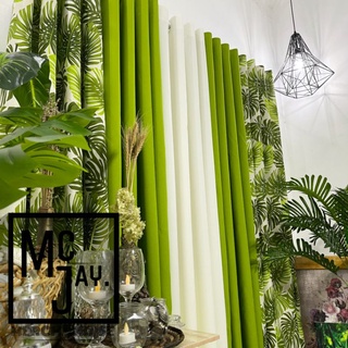 McJay. - Monstera Leaves Curtain Set ( 5 in 1 Eyelet Curtain with Rings ) #3
