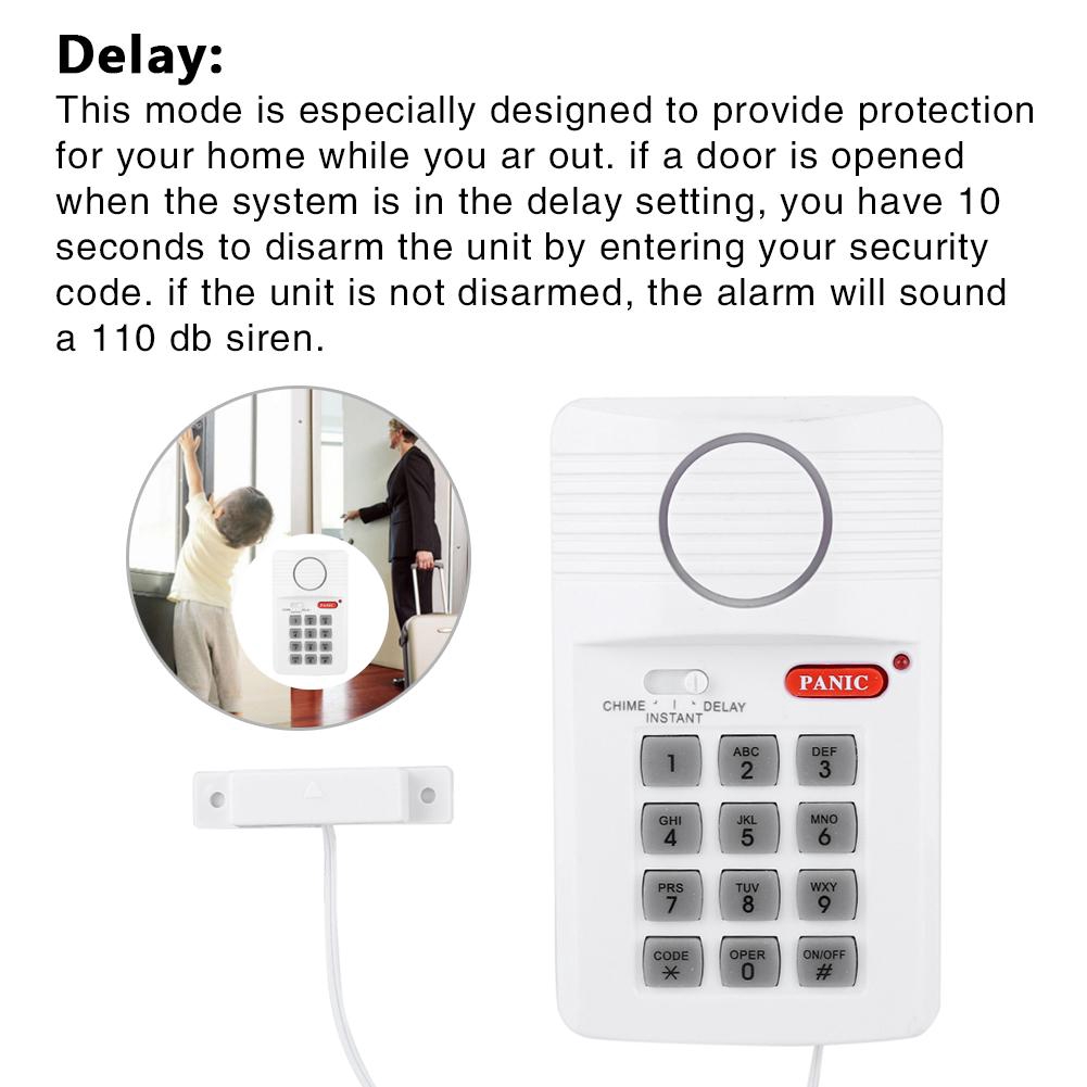Door Alarm System 3 Settings Security Keypad With Panic Button For