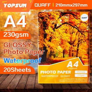 Quaff Photo Paper Glossy 180 & 230gsm 20Sheets A4 / 5R / 4R / 3R #9