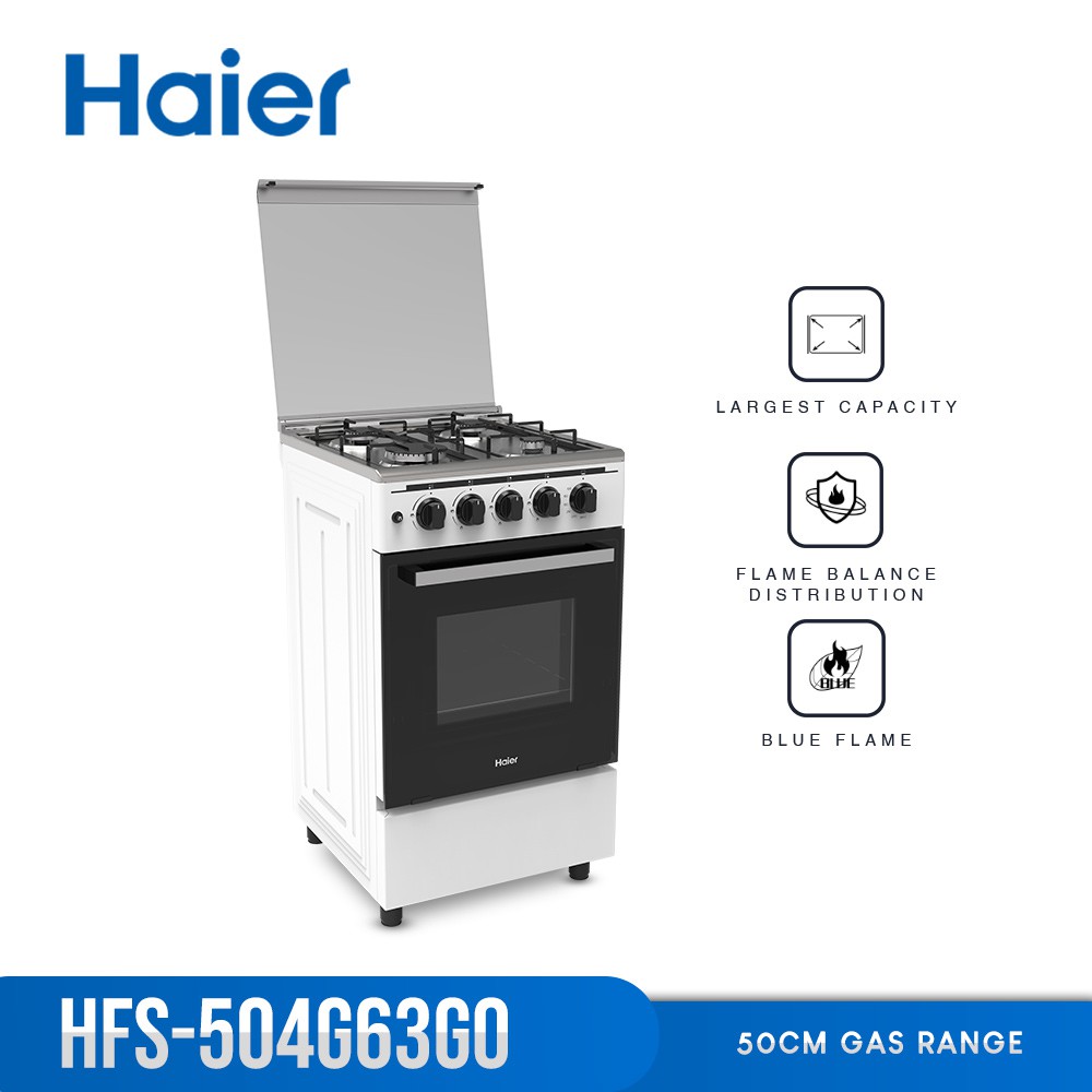 Haier HFS504G63GO 50cm 4 Gas Burners with 60L Single Burner Gas Oven