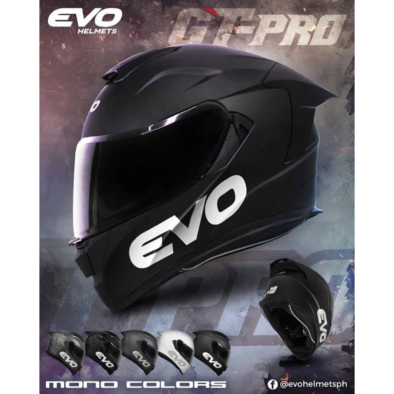 Evo Gt Pro Black Matte Full Face Dual Visor With Free Clear Lens On Hand Shopee Philippines