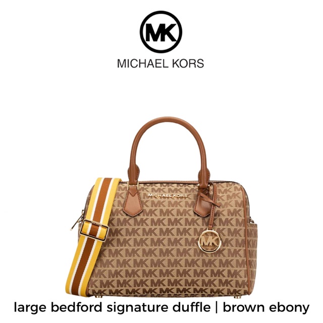 Michael Kors MK Large Bedford Signature Duffle Bag - Ebony | Shopee  Philippines