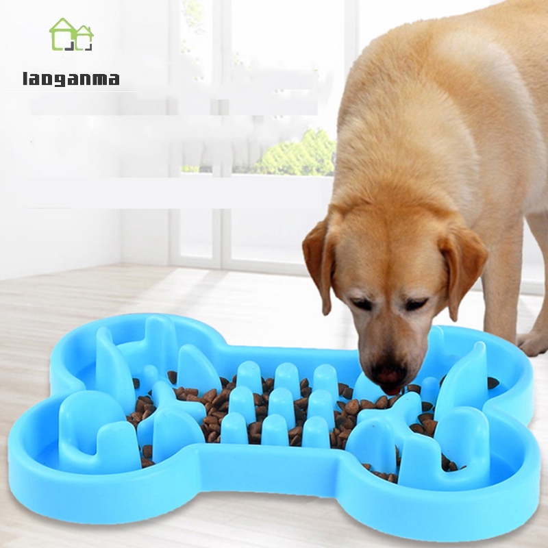 Pet Bowl Silicone Bone Shaped AntiChock Convex Slow Feeder Bowls for