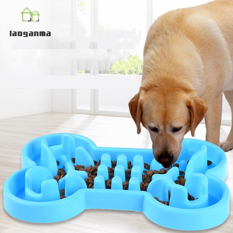 Pet Bowl Silicone Bone Shaped Anti-Chock Convex Slow Feeder Bowls for ...