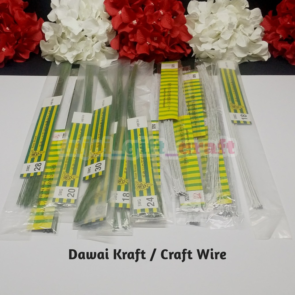 1Pkt Dawai Kraft Bunga Green Wire White Wire Dawai Kraf Craft Wire
