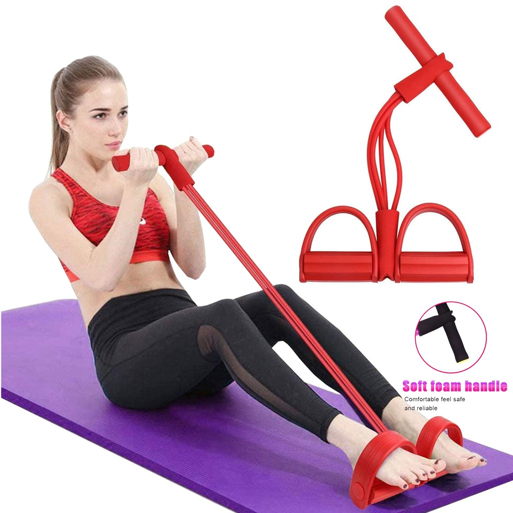 4 Tube Resistance Elastic Pull Rope Expander Foot Pedal Resistance Band