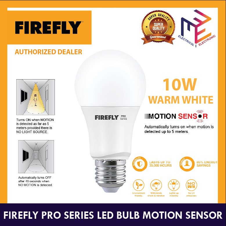 Firefly Pro Series LED Bulb Light Functional Motion Sensor 10W Warm ...