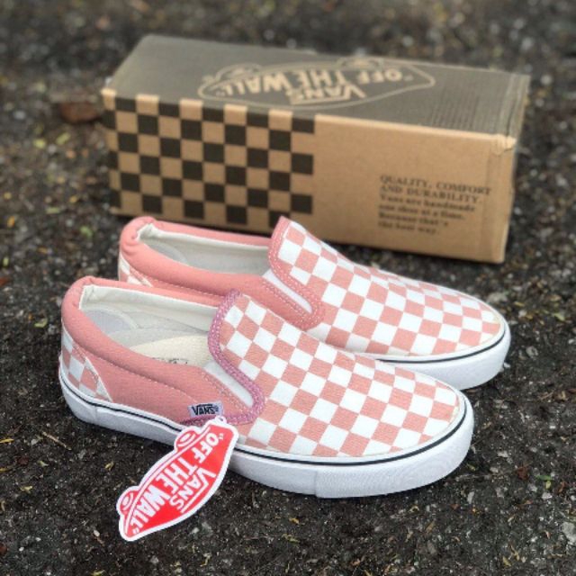 checkered pink and white vans