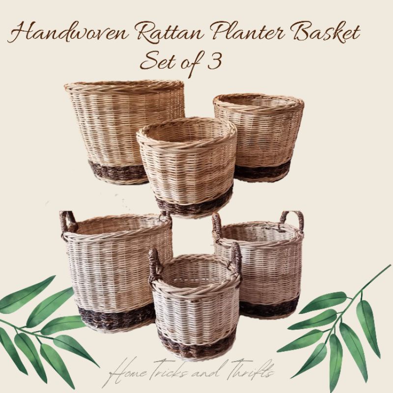 Big Size Handwoven Rattan Planter Basket / Native Pot Storage/ Boho