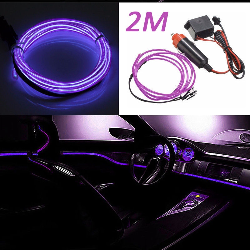 Stock Purple 12v Car Interior Fluorescent Neon Light Wire