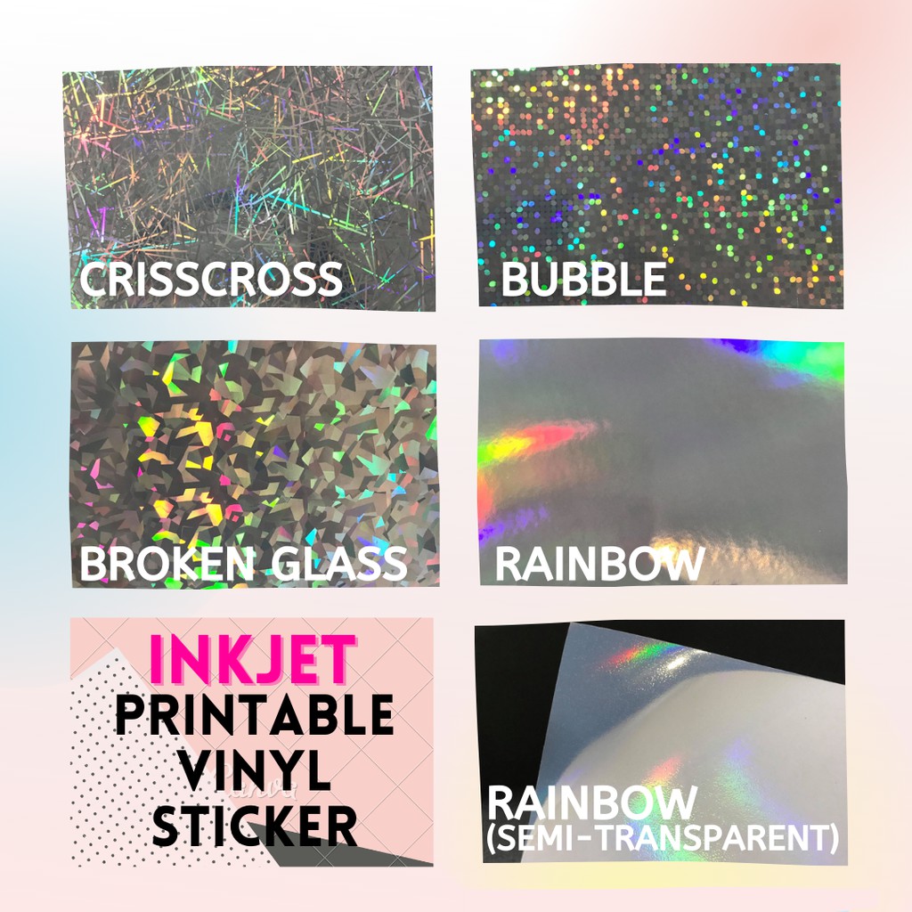 10 or 20 sheets a4 holo inkjet printable holographic vinyl sticker