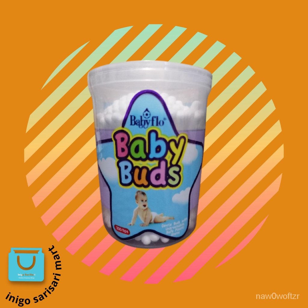 Babyflo Baby Buds White Premium Cotton Buds Can 300 Tips [OI] Inigo