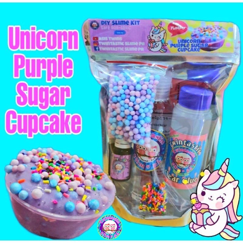 Unicorn Purple Sugar Cupcake Slime Kit || Twintastic Slime Ph | Shopee ...