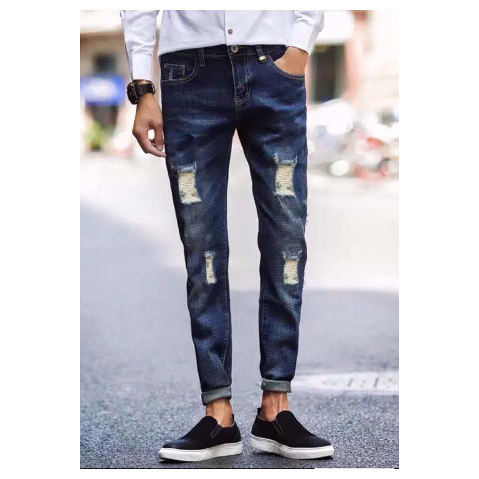 Mpj Lalaki Maong Man jeans Blue pants Tattered Denim Fashion Style ...