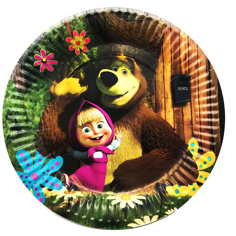 Masha and the Bear Birthday Party Cutlery Set Paper Plate Paper Cup ...