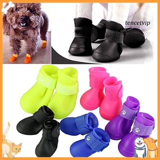 [Vip]4Pcs/Set Waterproof Anti-Slip Protective Rain Boots Shoes for Cats Dog Puppy Pet