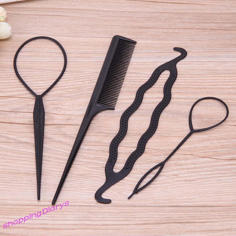 4pcs Black Hair Stick Styling Tools Set Pull Hair Pins Big