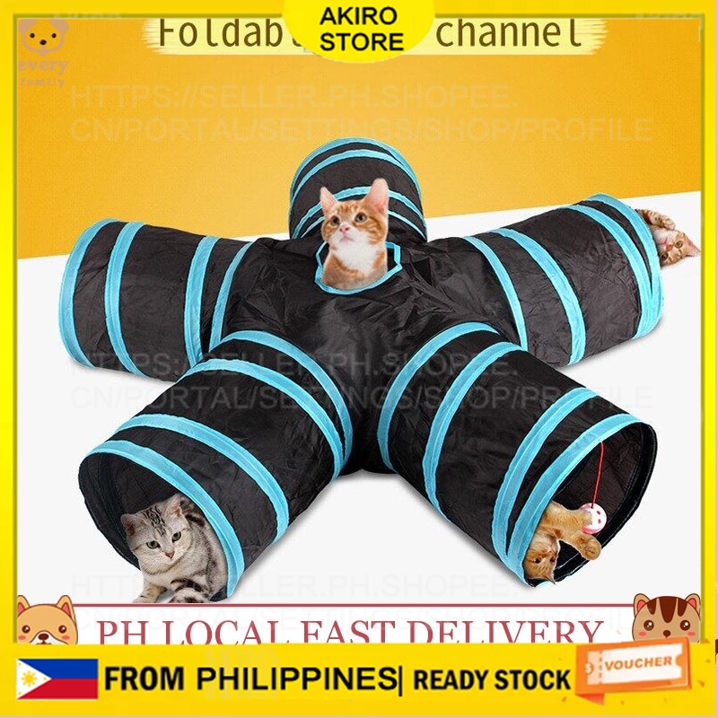 Cat Tunnel 4 Way Pet Play Tunnel Collapsible Tunnel Toy for Cats Dogs