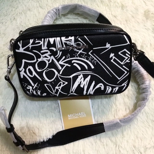 Michael Kors Graffiti Collection Small Double Zip Camera Bag | Shopee  Philippines