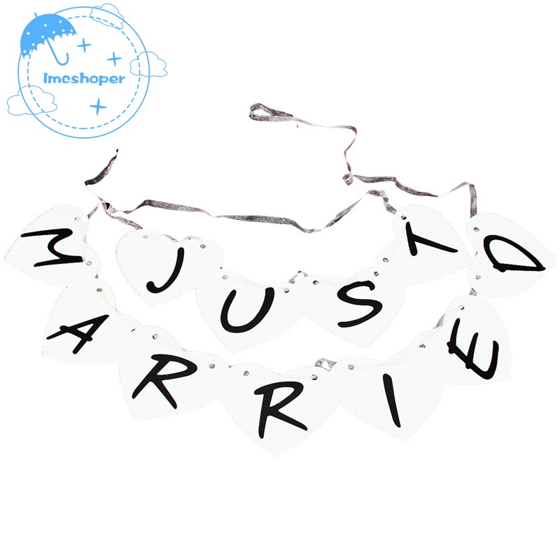 Just Married Photo Booth Props Wedding Decoration Bunting Banner