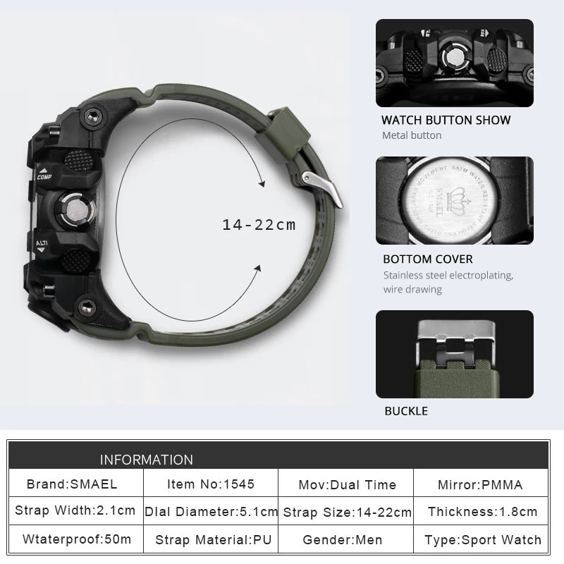 Smael 1545 best sale watch instructions