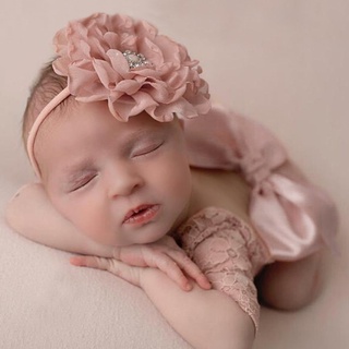 SOME Baby Lace Romper+Headband Set Newborn Photography Props Bodysuit Jumpsuit with Flower Headdress Infants Photo Shooting Costume Outfits