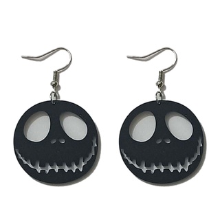 san* Skull Spider Earrings Smiling Face Pumpkin Bat Moon Earrings Girls Holiday #9