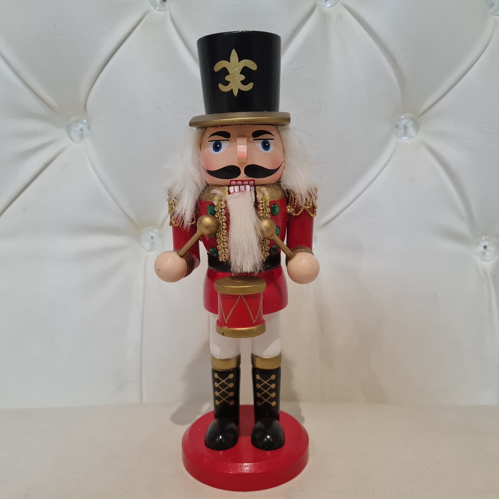 Wooden Red Nutcracker with Drums 21 CM Figurine for the Holiday (Made ...