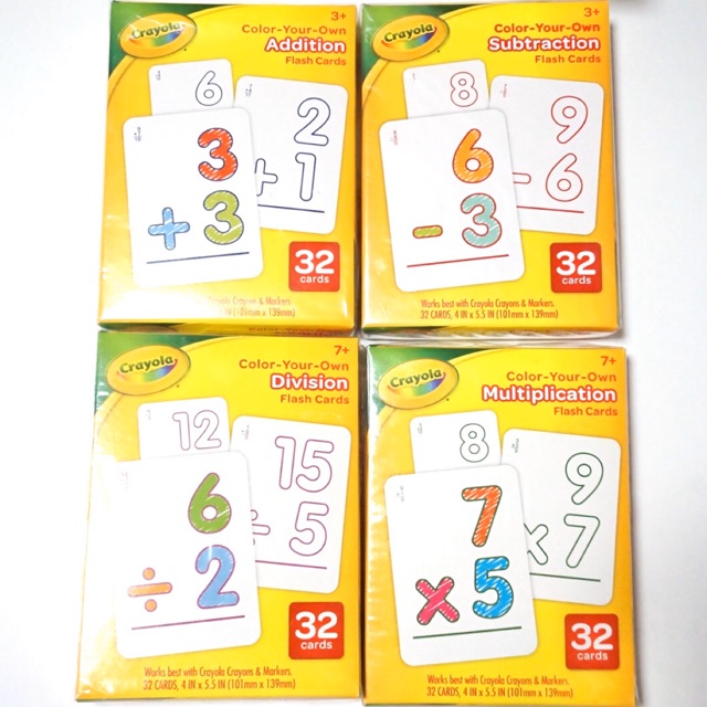 Crayola Flash Cards Math Addition Subtraction Multiplication Division ...