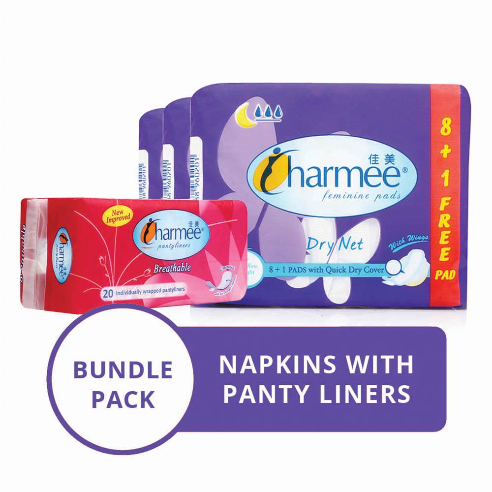 Charmee Dry Net Heavy Flow 8's x 3 w/ Panty Liners Shopee Philippines