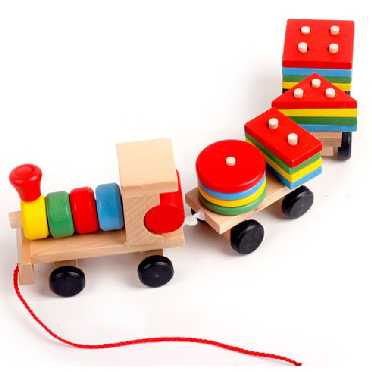 wooden train stacking toy