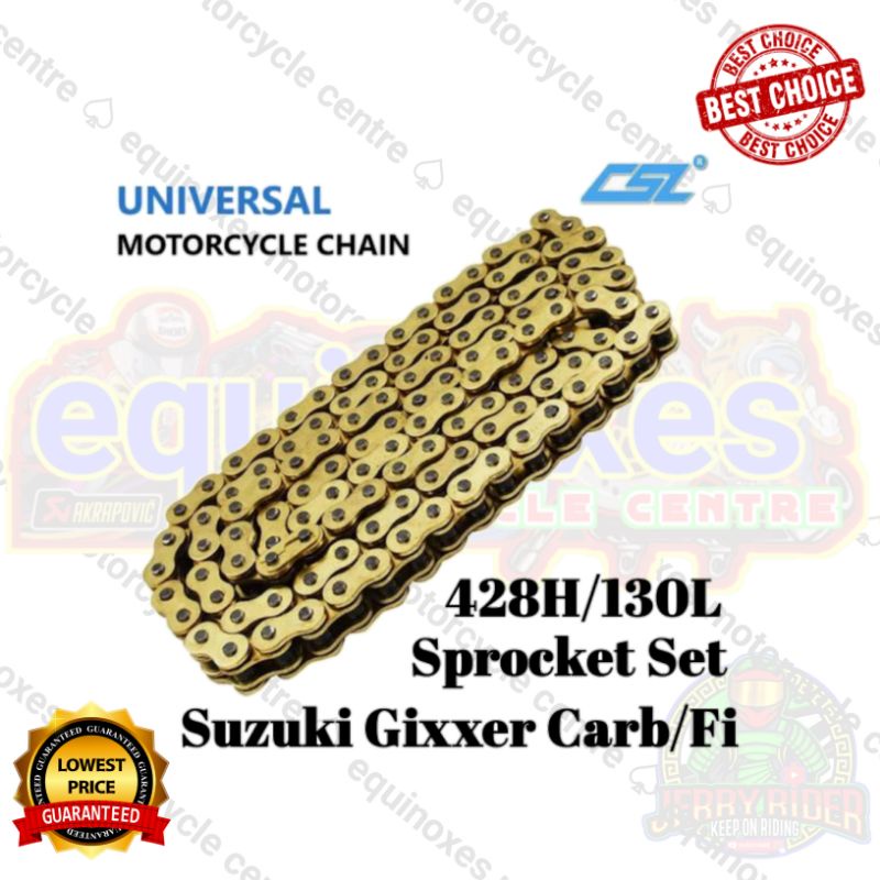 Suzuki Gixxer Sprocket Set 428H 15T/44T 130L Gold Chain Shopee
