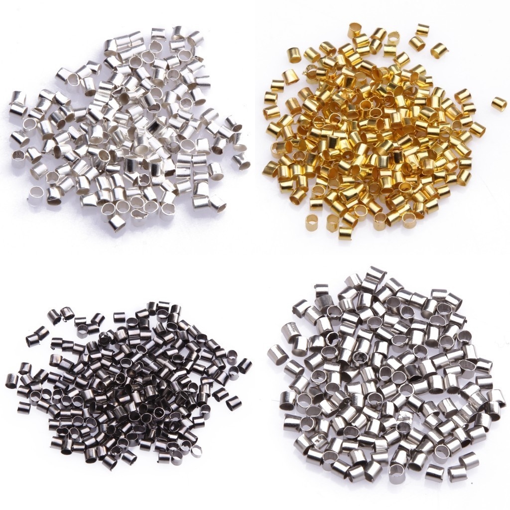 500/1000pcs Wholesale Silver/Gold/Black/Bronze/Copper Tube Crimp Beads 1.5mm 2mm 