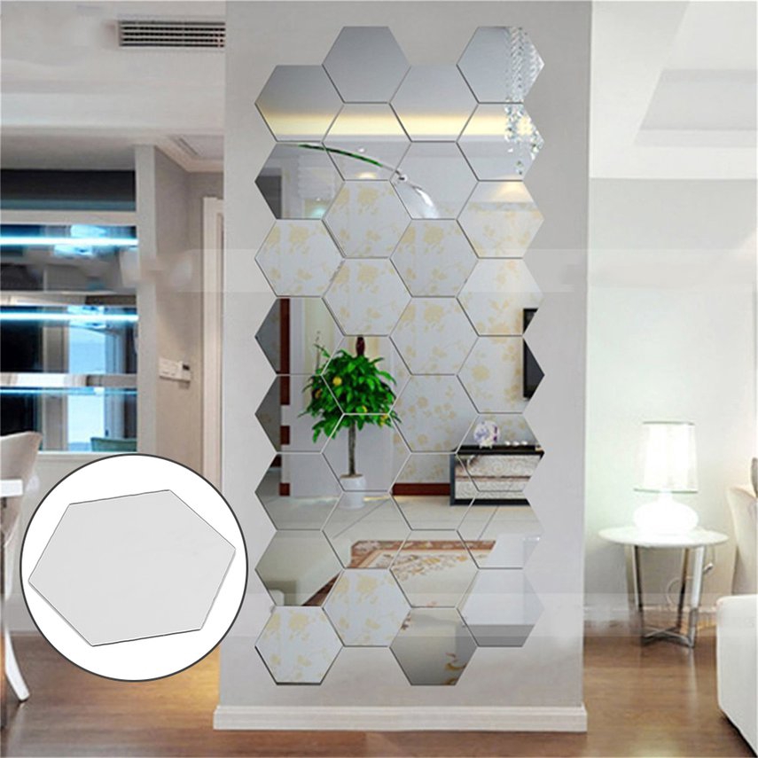 All Hexagonal 3d Mirrors Wall Stickers Home Decor Living Room Mirror Wall Sticker Bedroom Living Room Wall Sticker Art Diy Shopee Philippines