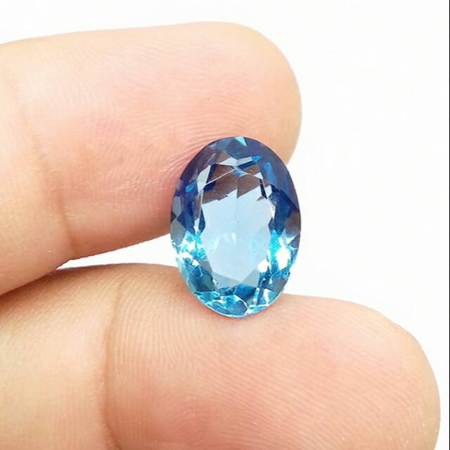 King Topaz Stone / Blue Topaz London Oval Facet Shopee Philippines