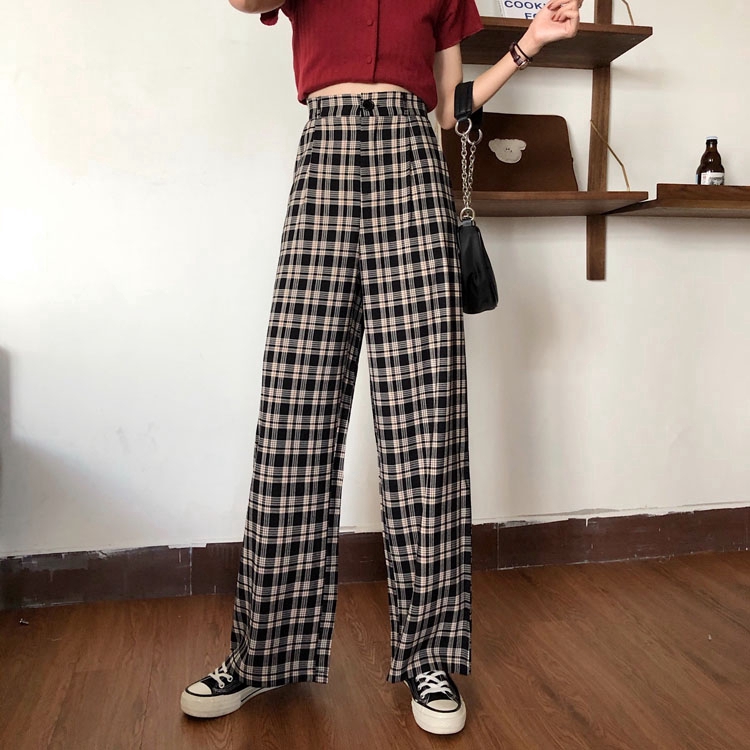 high waisted plaid pants plus size