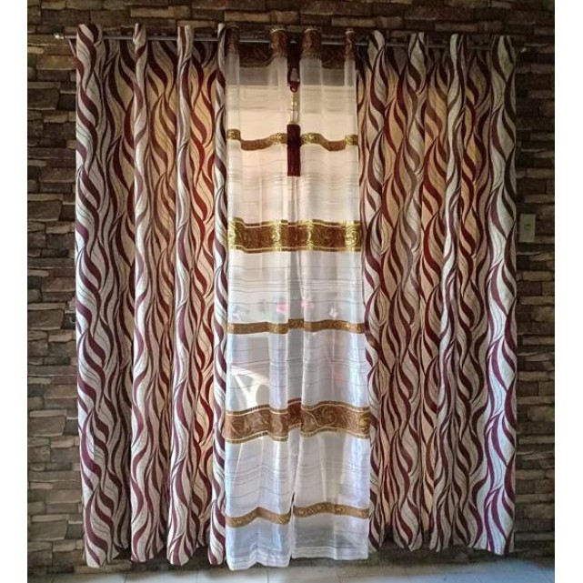 3PCS IN 1SET Curtain 215x150cm with 8 Ring each Curtains Kurtina Home ...