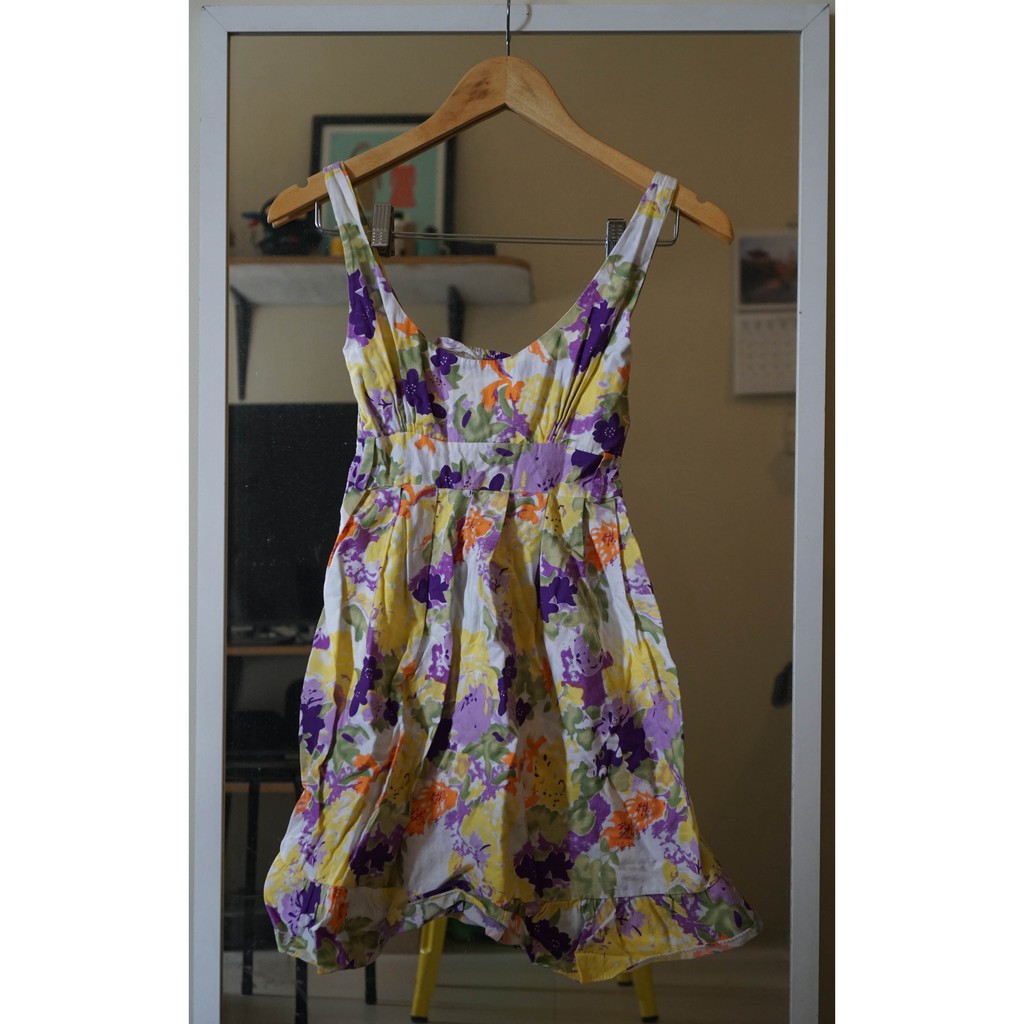 yellow and purple floral dress